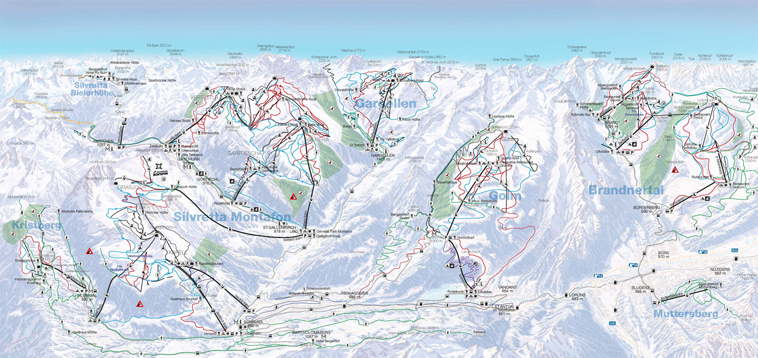 Montafon Brandnertal pistekaart